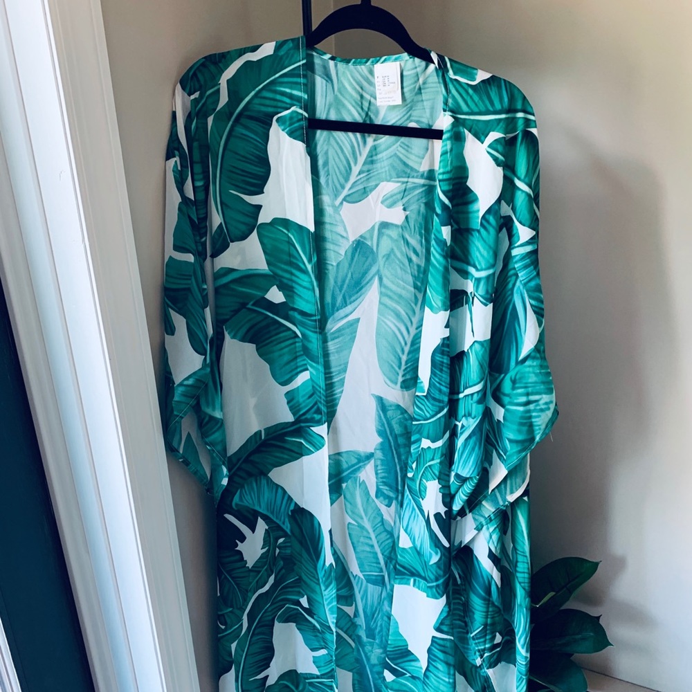 Amazon tropical leaf print cover up